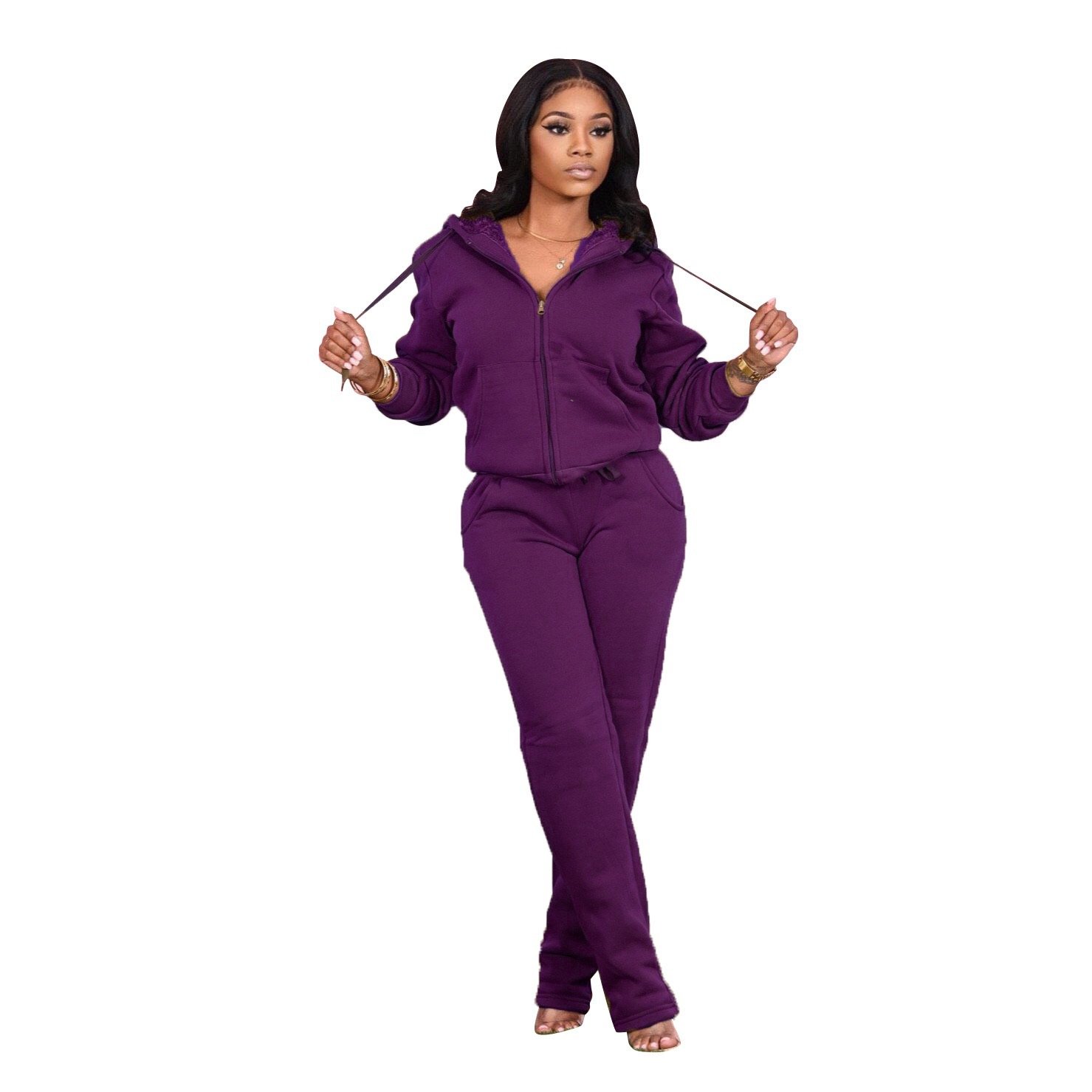 Manufacturer Wholesale Autumn Jogger Tracksuits Two Piece Set Gym Custom Logo Plain Plus Size Zip Up Hoodie Outfits Women'S Sets