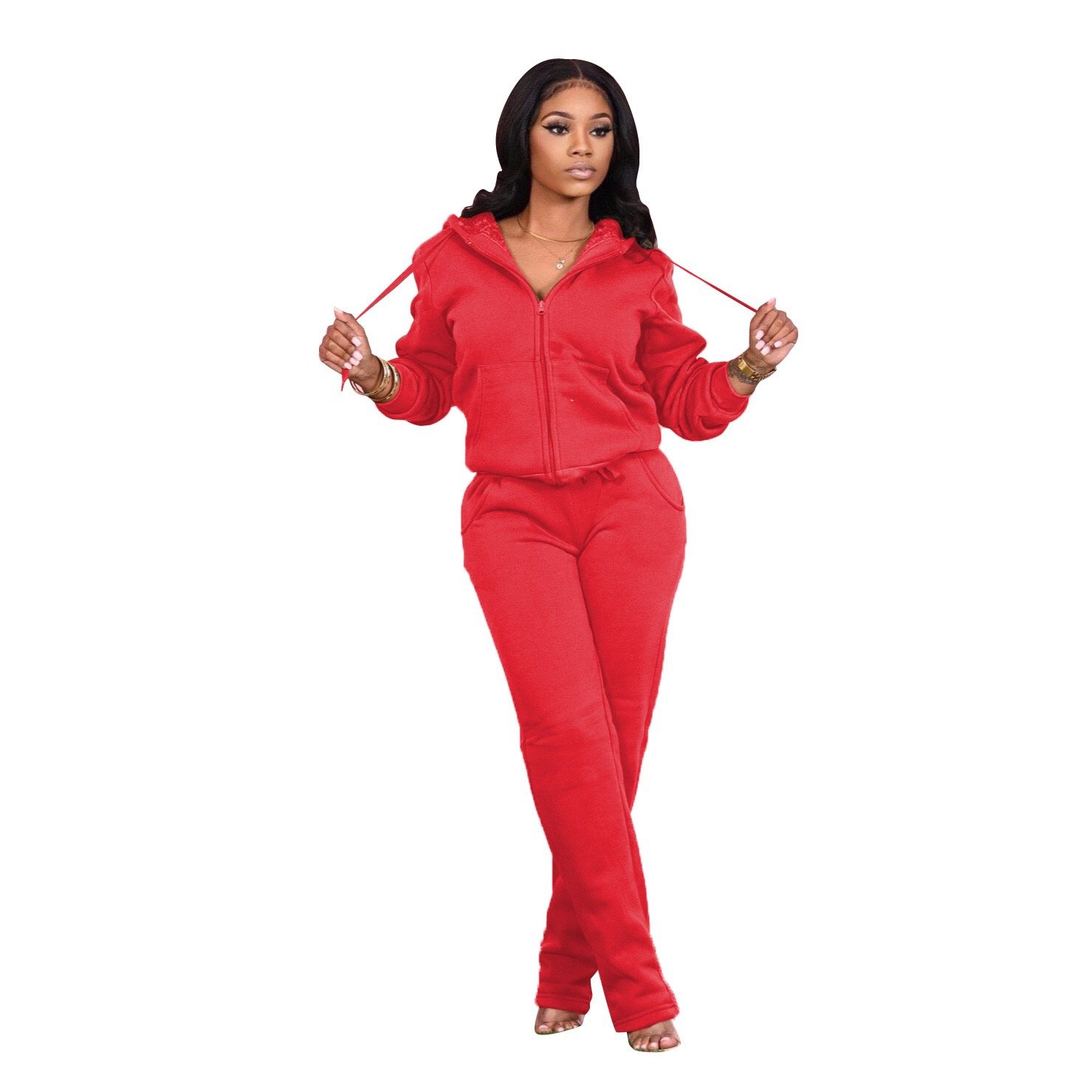 Manufacturer Wholesale Autumn Jogger Tracksuits Two Piece Set Gym Custom Logo Plain Plus Size Zip Up Hoodie Outfits Women'S Sets