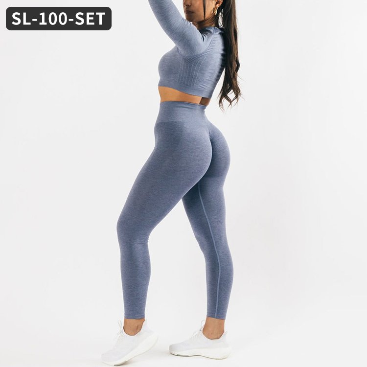 Seamless Yoga Sets Women's Two Piece Solid Color High Waist Tight Yoga Sets Fitness Women Women Yoga Set