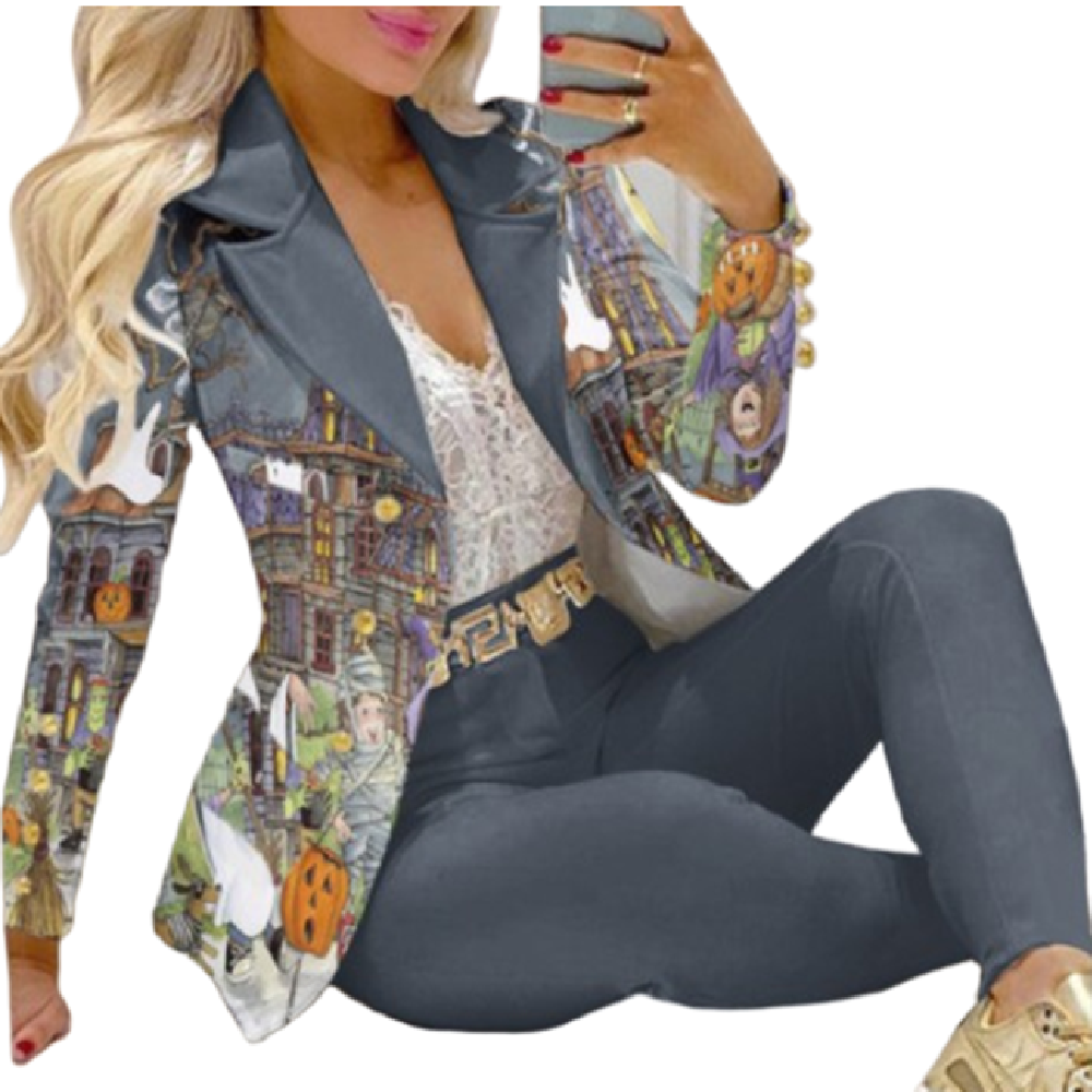 Latest Design Long Sleeve Ladies Formal Suits Womens Blazer And Pants Set Printing Womens Suits & Tuxedo
