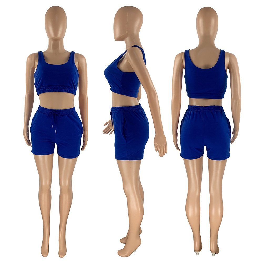 2024 High Quality Women Clothing Custom Logo Joggers Crop Top Two Piece Pants Set Women Comfy Cotton Workout Women 2 Piece Set