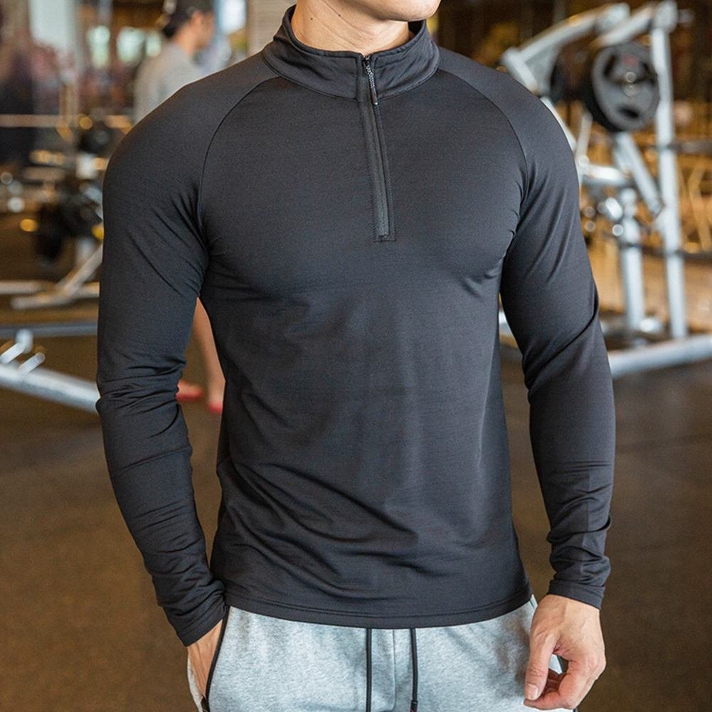 wholesale Custom Print Fitness Quick dry Breathable Plus Size Athletic Gym Workout Training Top Mens gym quarter zip pullover