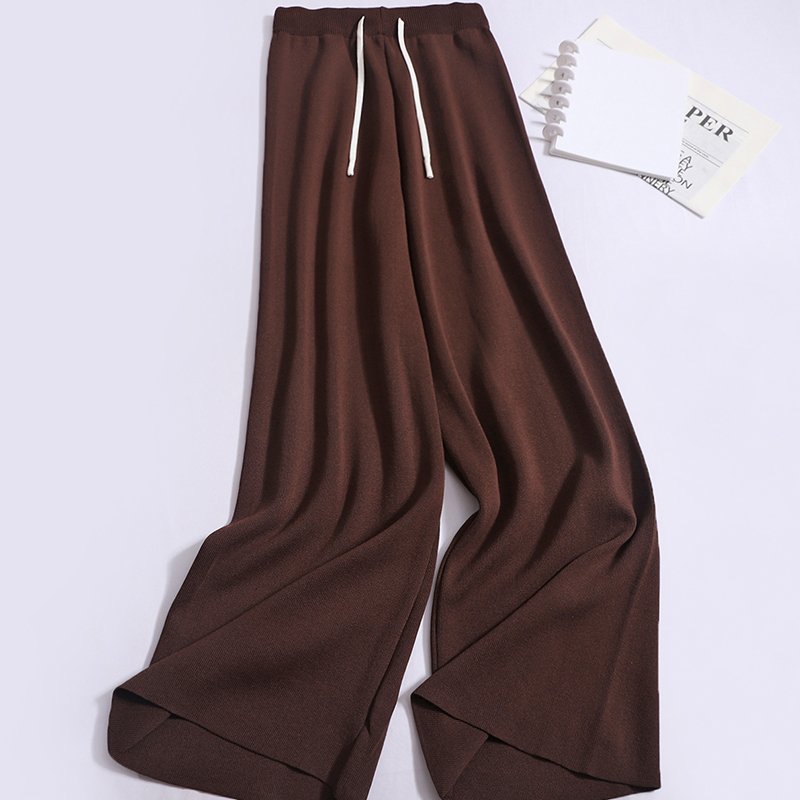 Boutique Wholesale 2024 Autumn Fashion Striped Long Sleeved Knitted Cardigan with Drawstring Wide Leg Pants Women's Set