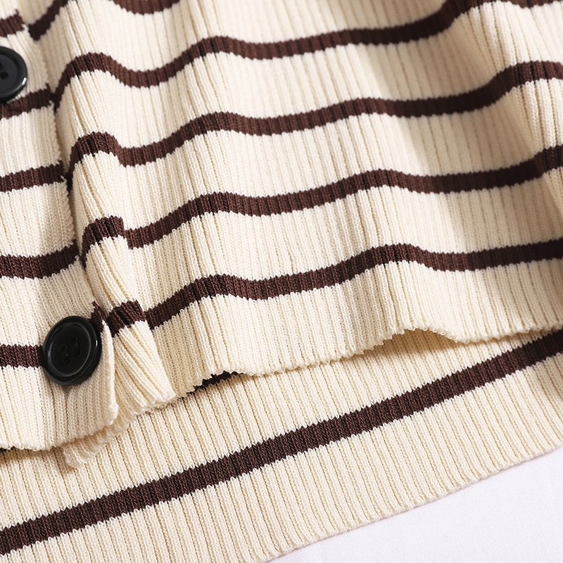 Boutique Wholesale 2024 Autumn Fashion Striped Long Sleeved Knitted Cardigan with Drawstring Wide Leg Pants Women's Set