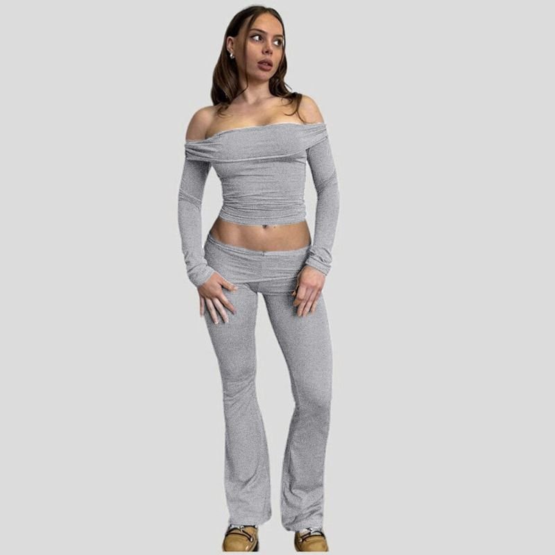 Off Shoulder Lounge Wear Set Slim Casual Women's Clothing Sets