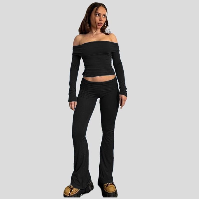 Off Shoulder Lounge Wear Set Slim Casual Women's Clothing Sets
