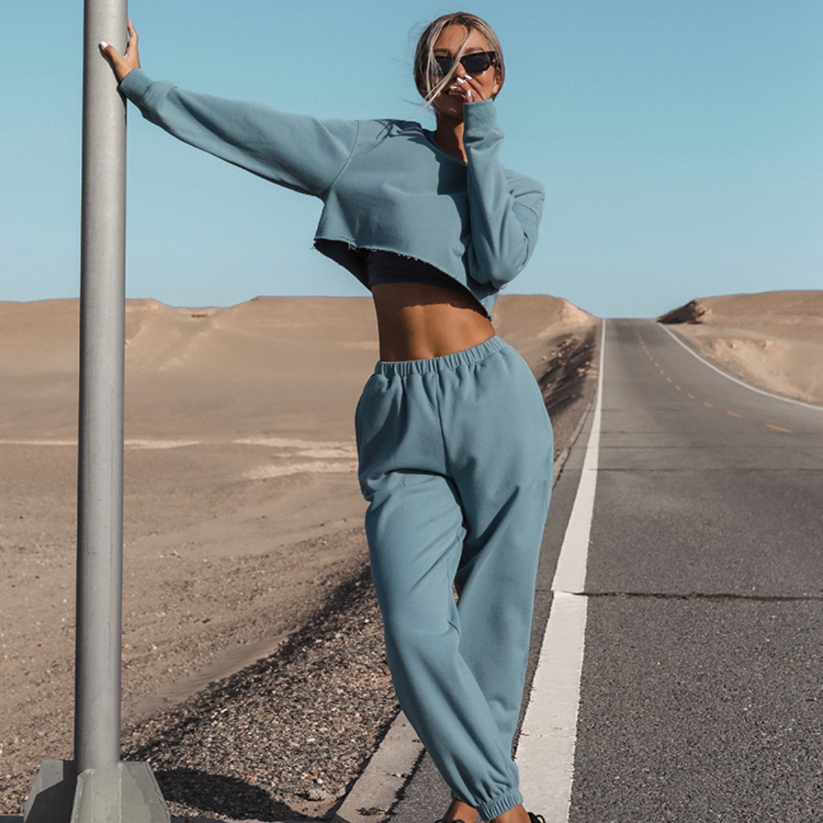 New Fashionable Fall Set Cheap Sweatshirt Two Pieces Pant Sets Women Jogger Sweatsuit Set