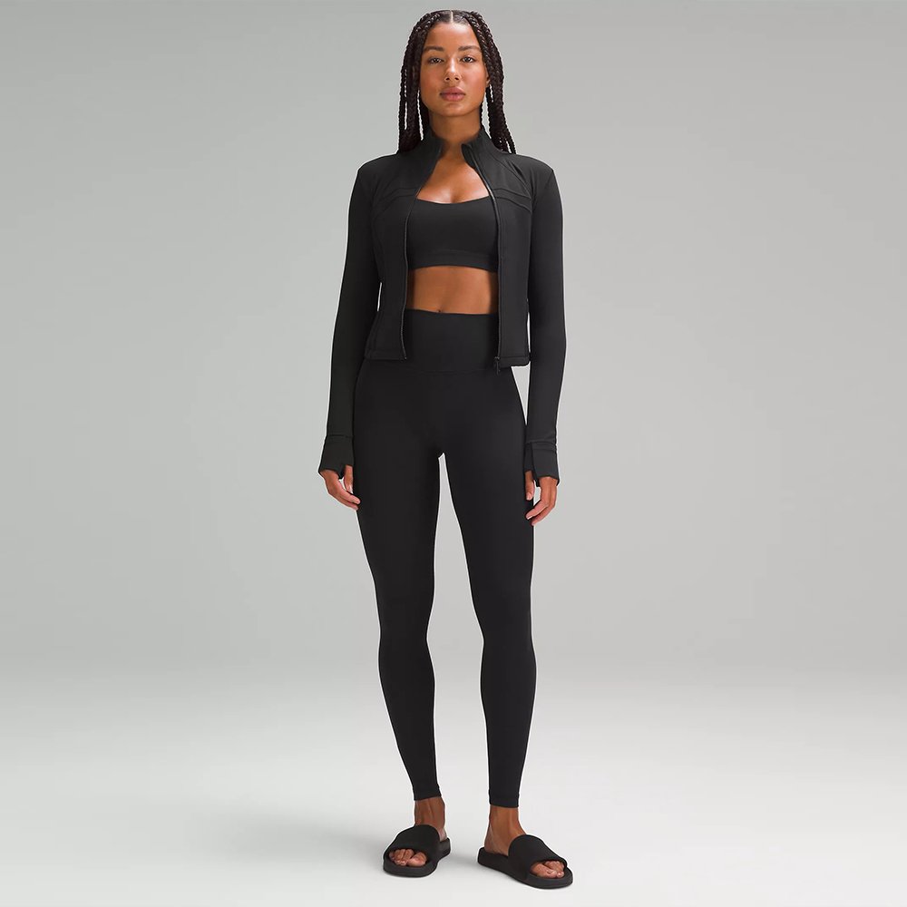 lulu yoga suit jacket & leggings & shorts running fitness sportswear 3-piece set
