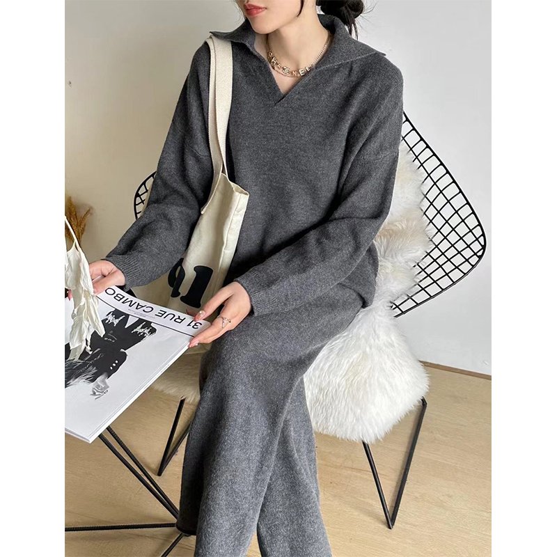 customized your logo Women cashmere loungwear sweater pants set women famous design warm knitwear sweater set