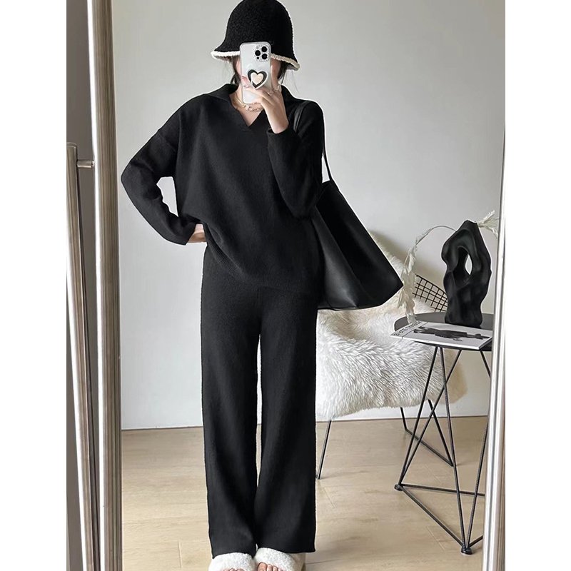 customized your logo Women cashmere loungwear sweater pants set women famous design warm knitwear sweater set