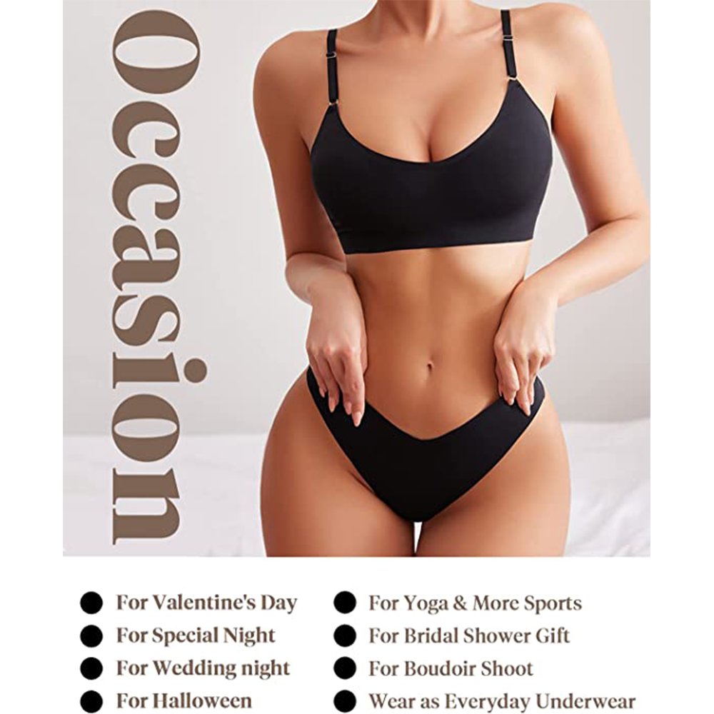 Sexy Women's Custom Logo Femme Bra And Panty Set Bralette High Quality Women Lingerie Set Two Piece Seamless Bra Thong Set OEM