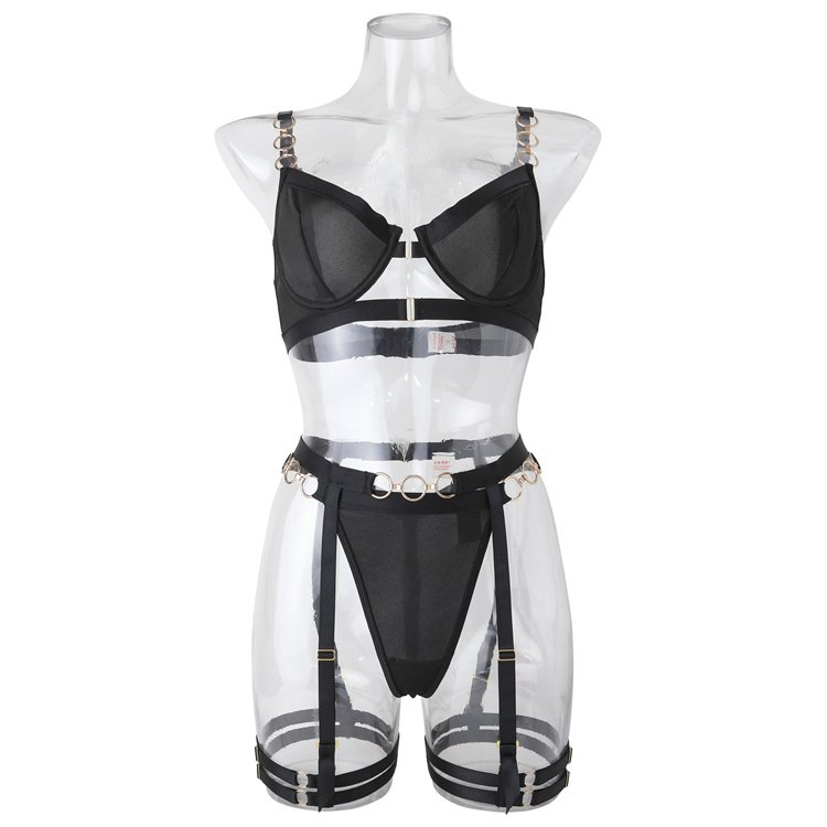 2024 New Fashion Metal Sexy Spicy Girl Shaping Leggings Fun Underwear Women's Set