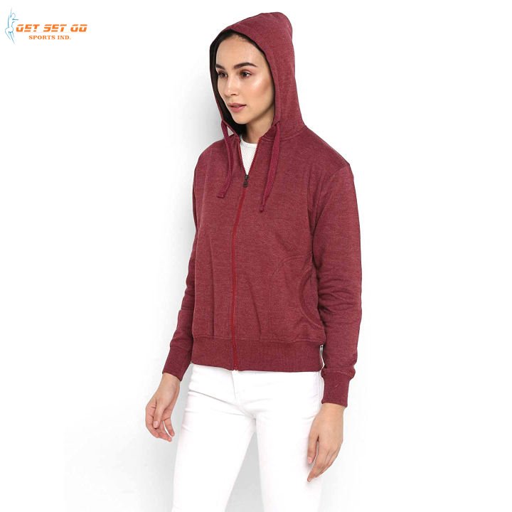 Custom Logo Printed High Quality Women's Hoodie Zip-Up Puffer Sweatshirt with Hood for Winter Sports Style