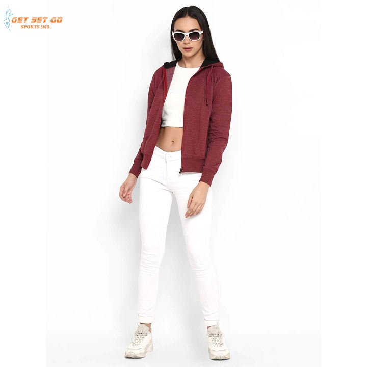 Custom Logo Printed High Quality Women's Hoodie Zip-Up Puffer Sweatshirt with Hood for Winter Sports Style