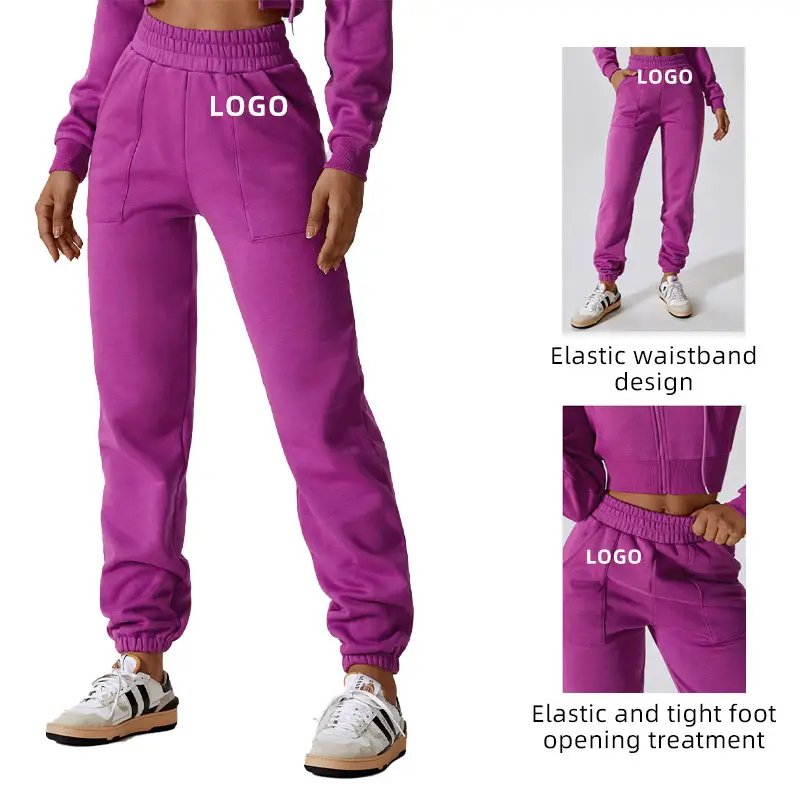 High Quality Tracksuits Crop Tops Hoodies and Jogging Sweatsuit Set Women Fleece Casual 2 Piece Jogger Set