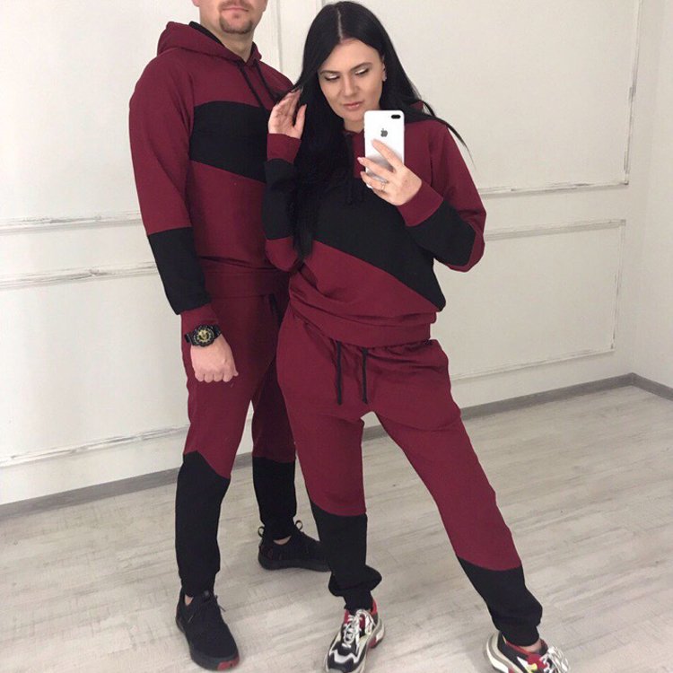 Sweat Suits wholesale private label split color thick cotton unisex good quality fitted couple's men's women's sweat suit sets