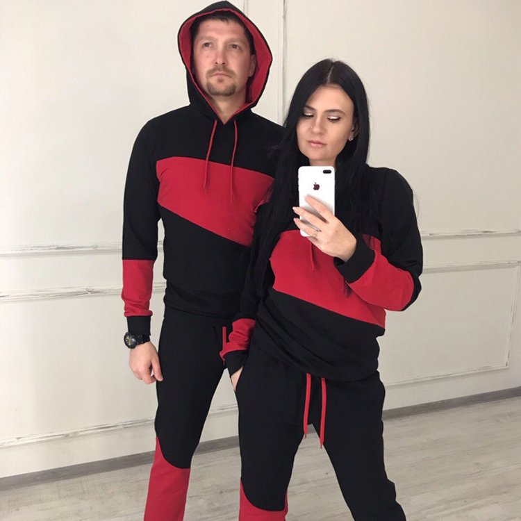 Sweat Suits wholesale private label split color thick cotton unisex good quality fitted couple's men's women's sweat suit sets