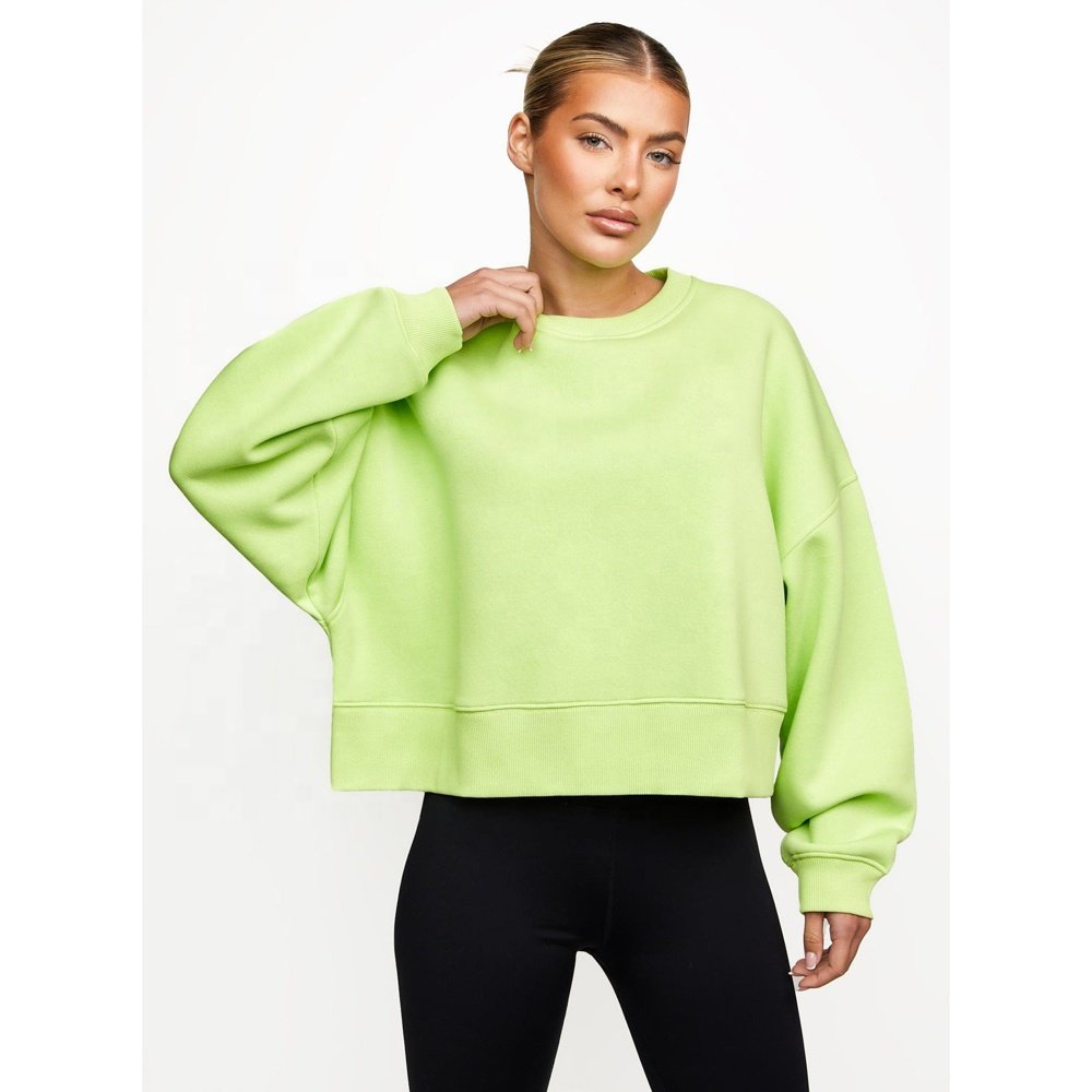 Women Fitness Clothing Fleece Crew Neck Gym Sweater Cotton Jumper Oversize sweatshirts