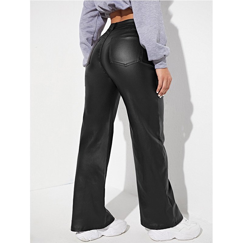 Slim Women Sexy Skinny PU Leather Trousers Custom Zipper Black Plus Size Leather Pants