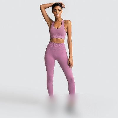 Wholesale Athletic Clothing Ladies Gym Fitness Sports Workout Yoga Clothes Suit Activewear Seamless Women Active Wear Yoga Set
