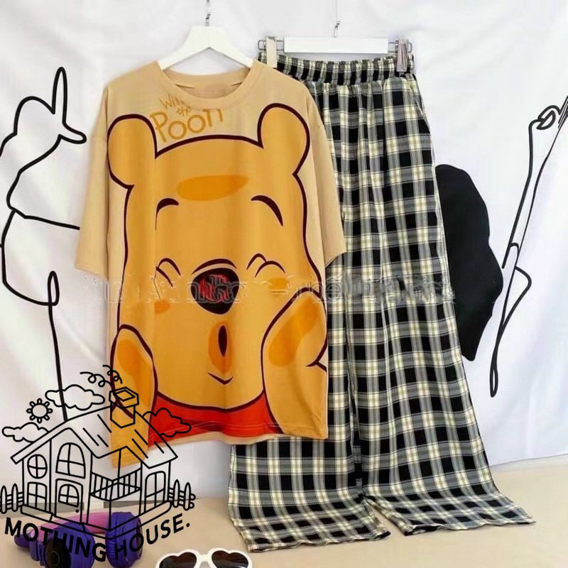 Casual Fashion Sports Suit Women's Cartoon Full Print Color-matching T-shirt Trousers Two-piece Set
