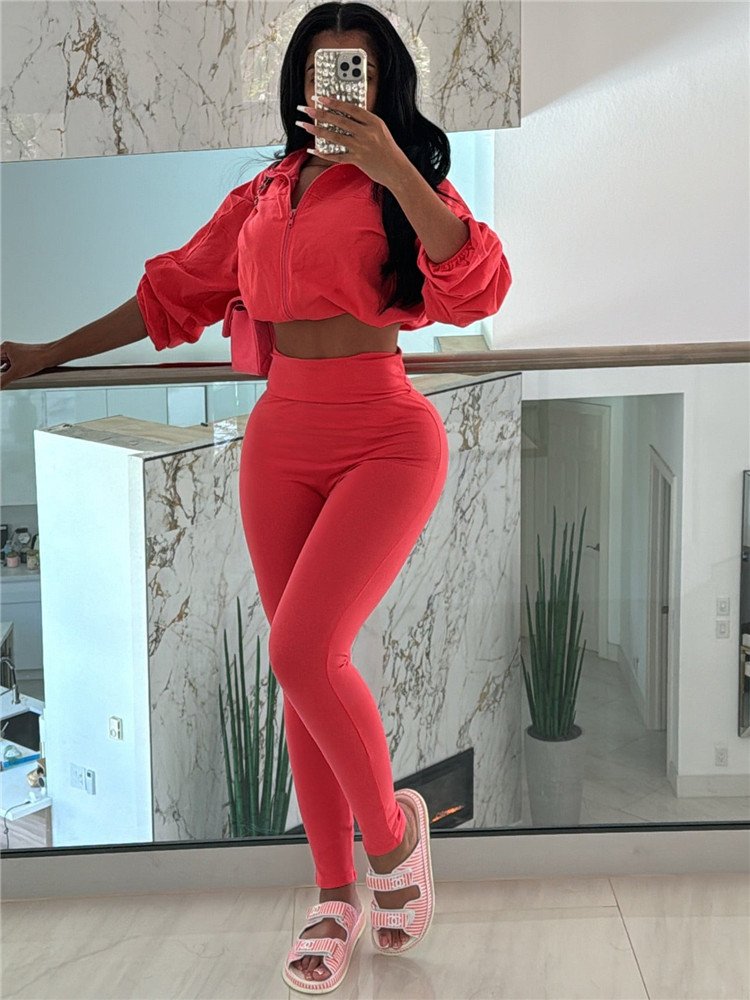 Drawstring Long Sleeve Top and Pants Set Women 2024 Casual Autumn Winter Workout Clothes Outfit