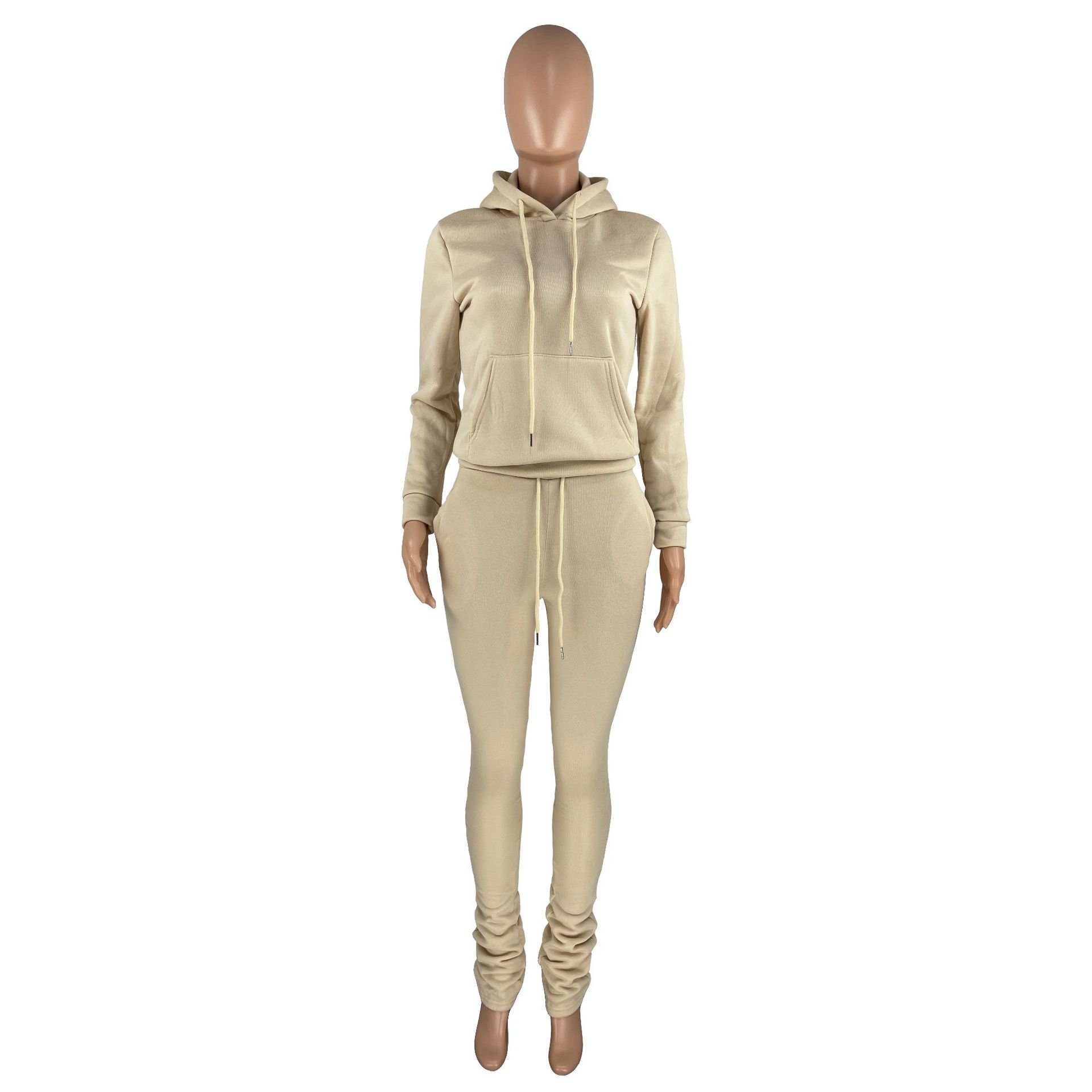 Fashion Custom Printing Logo Two Piece Set Tracksuits Jogger Solid Color 2 Piece Set Plus Size Soccer Outfits Autumn Women Sets