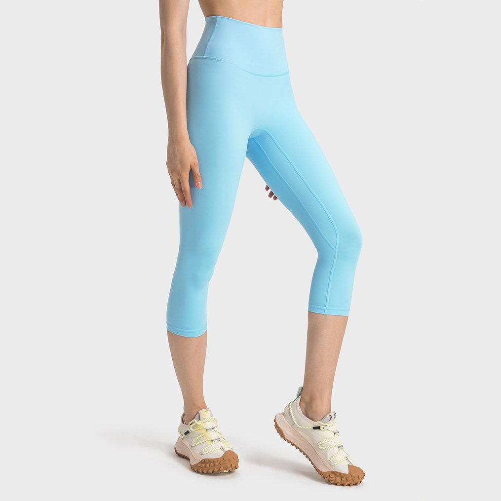 Women's High Waist Gym Workout Capri Yoga Leggings Plus Size Elastic Shorts with Bra Set XL Low MOQ