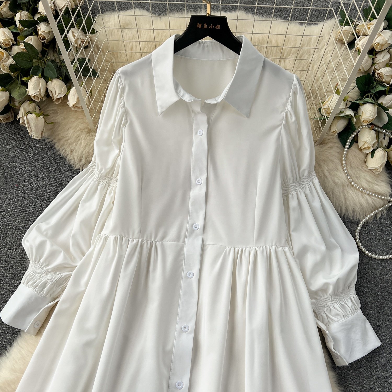 Korean 2 Piece Set For Women Puff Sleeve Top And Denim Dress Set