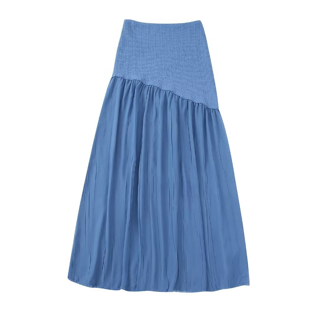 2023 European and American wind summer women's new texture knitted short jacket long skirt set
