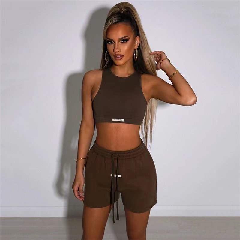 Wholesale custom Workout Hollow out Sports fitness Short Sleeve Leggings Ribbed Yoga Set Women's sets