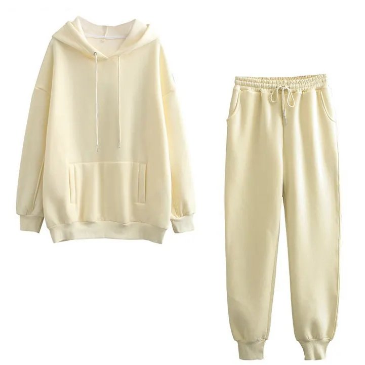 2023 Custom Logo Women's Casual Training Set XL Size New Design Sweatshirt and Jogging Wear Plain Crop Tops Track Suit