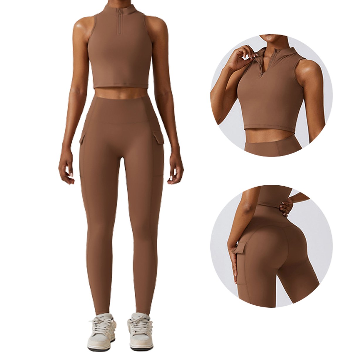Autumn Winyer fitness yoga clothes women's comfortable nude feeling sports High Collar vest quick dry running gym yoga set