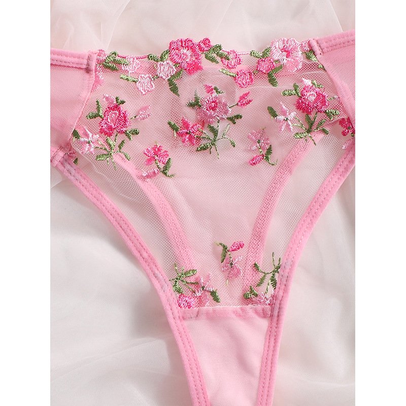 Newest lingerie thongs women underwear set women 2 piece fancy lace transparent bra sets