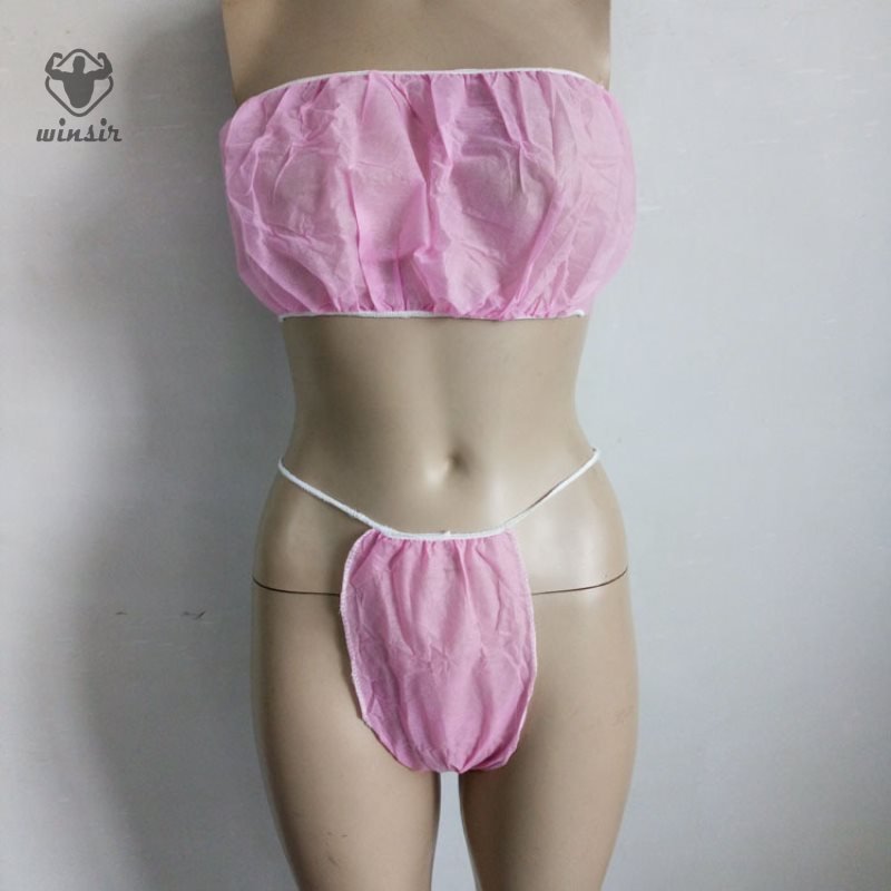 High Quality Women's Underwear Nonwoven Spunlace Sunless paper Spray Tan Top Disposable Spa Bras And Thong Panties