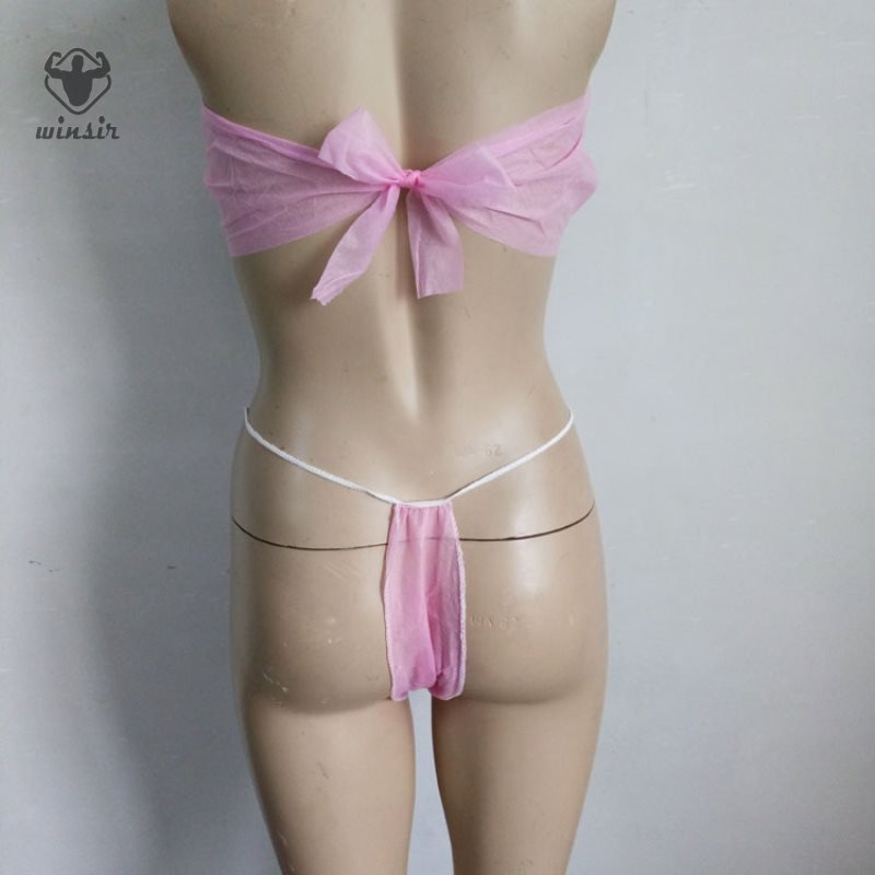 High Quality Women's Underwear Nonwoven Spunlace Sunless paper Spray Tan Top Disposable Spa Bras And Thong Panties