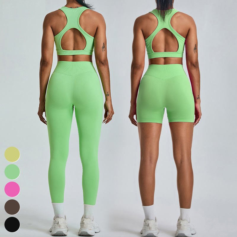 Women's Sets Sports Bra High Waist Leggings 3 Piece Suit Custom Logo Workout Clothing Seamless Yoga Set Women Gym Fitness Sets