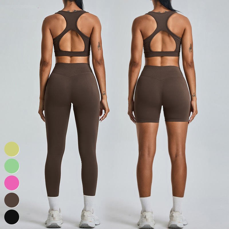 Women's Sets Sports Bra High Waist Leggings 3 Piece Suit Custom Logo Workout Clothing Seamless Yoga Set Women Gym Fitness Sets