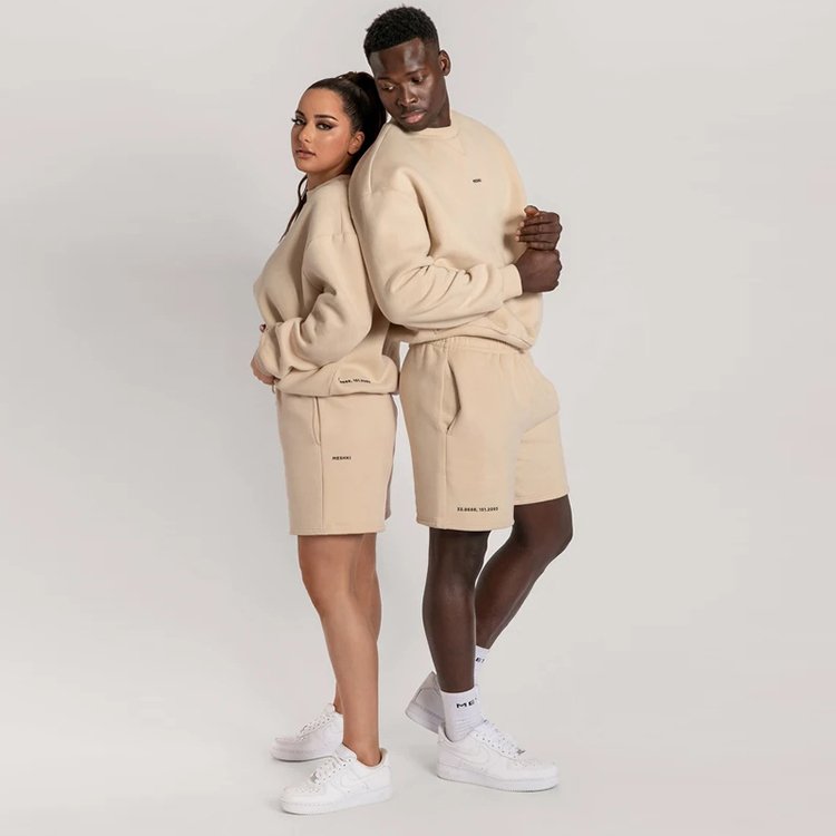 Custom Logo Two Piece Suits Solid Color Plain unisex tracksuit shorts set women's and men's sweatsuit