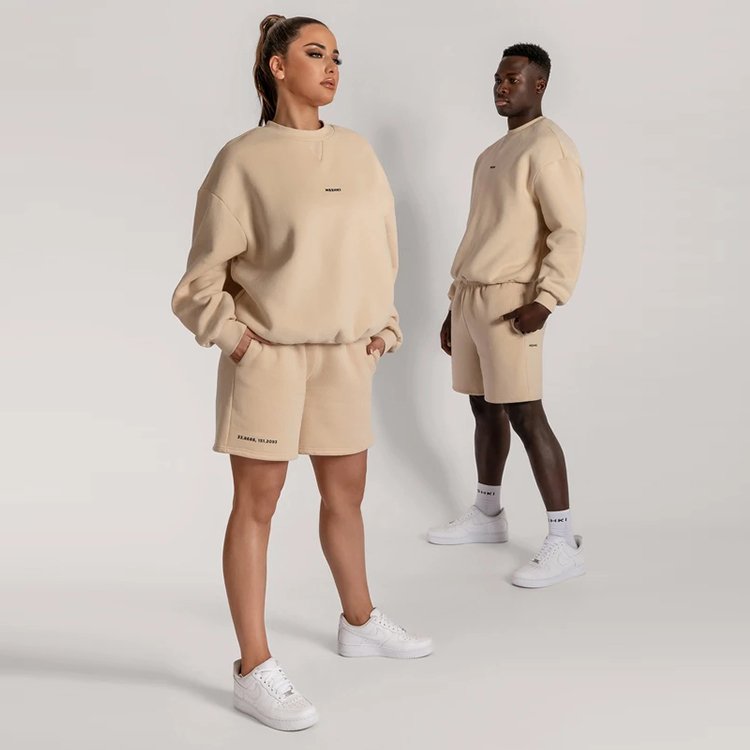 Custom Logo Two Piece Suits Solid Color Plain unisex tracksuit shorts set women's and men's sweatsuit