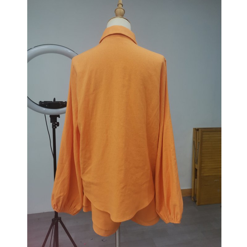 Custom High Quality 100% Cotton Linen Breathable Shirt Double Layers Shorts Two Pieces Sets Women's Summer Sets Elegant