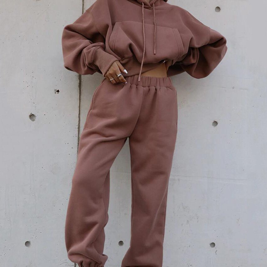 New Arrival High Waisted Breathable Hooded Woman Pants Set Fitness Set Clothing Custom Long Sleeve Women Set