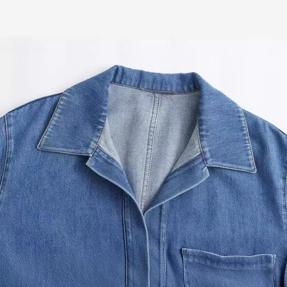 New Fashion Spring Fall Winter Lady Streetwear Blue Denim Jeans Top Straight Pant Matching Two Piece Pants Set Women'S Sets