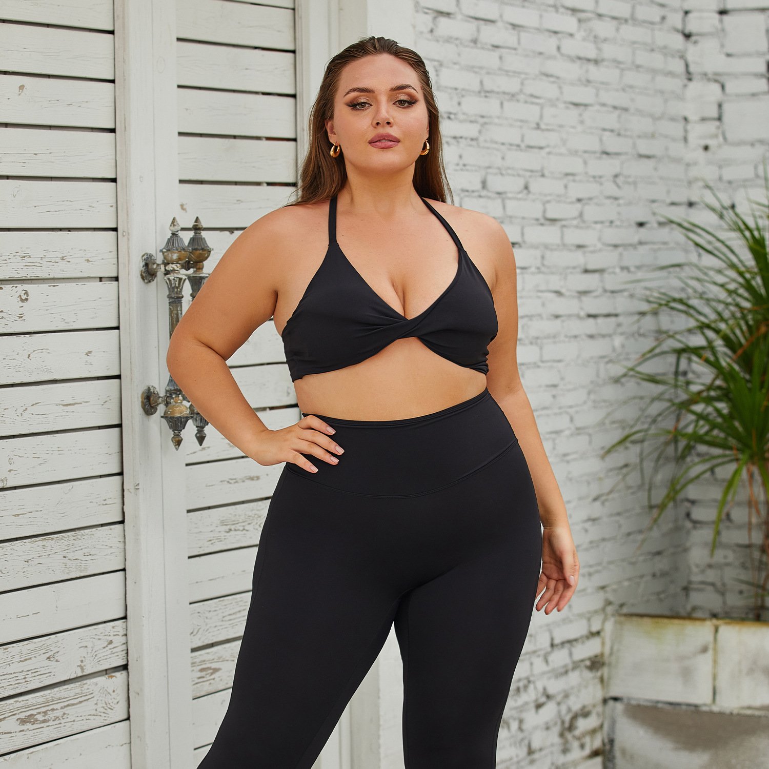 New arrival Plus size 2 Pieces Workout Clothes Fitness Sports Set Sexy Women Plus Size Yoga Set