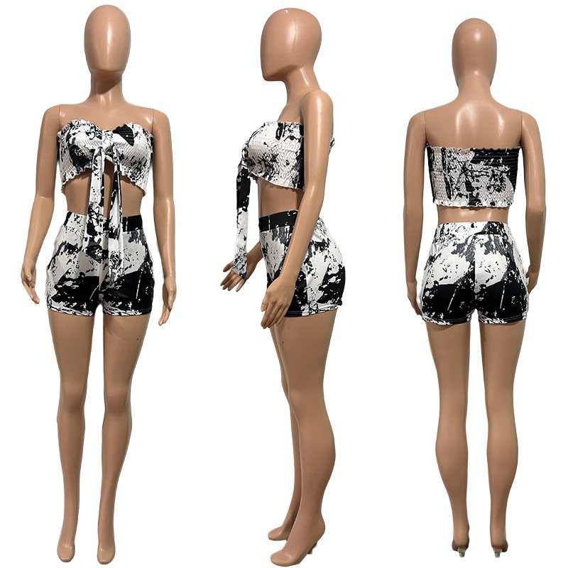 2023 women clothing crop tops sexy two-piece set Women's sets summer sexy 2 piece short sets for women