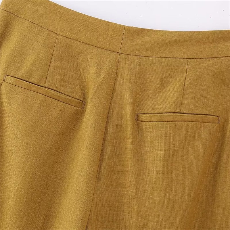 TAOP&ZA 2023 summer and autumn new style solid color women's temperament all-match linen high-waist straight-leg pants 2753031