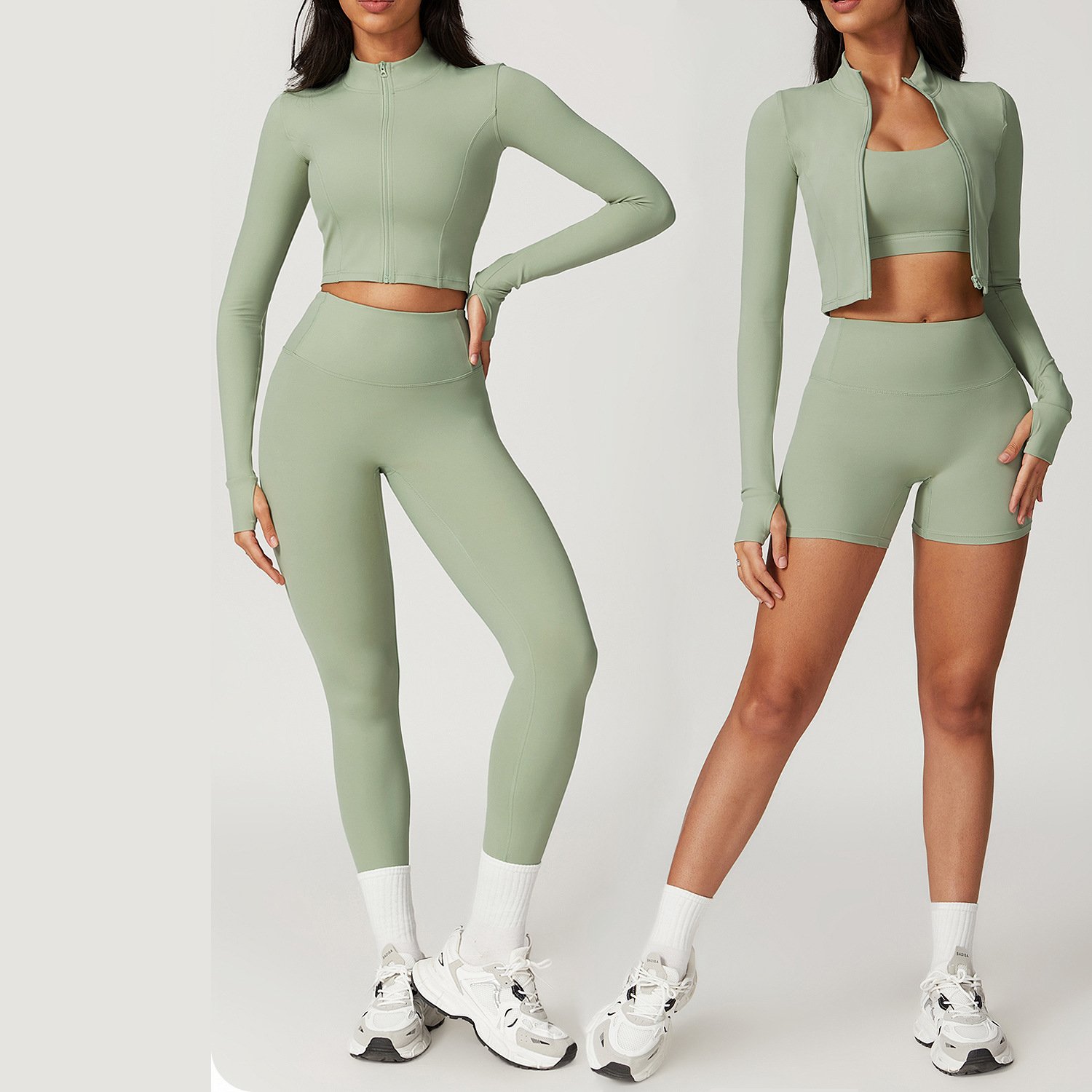 4 Pcs Long Sleeves Activia Bra customizable high quality custom women's gym clothing nylon and elastane active wear