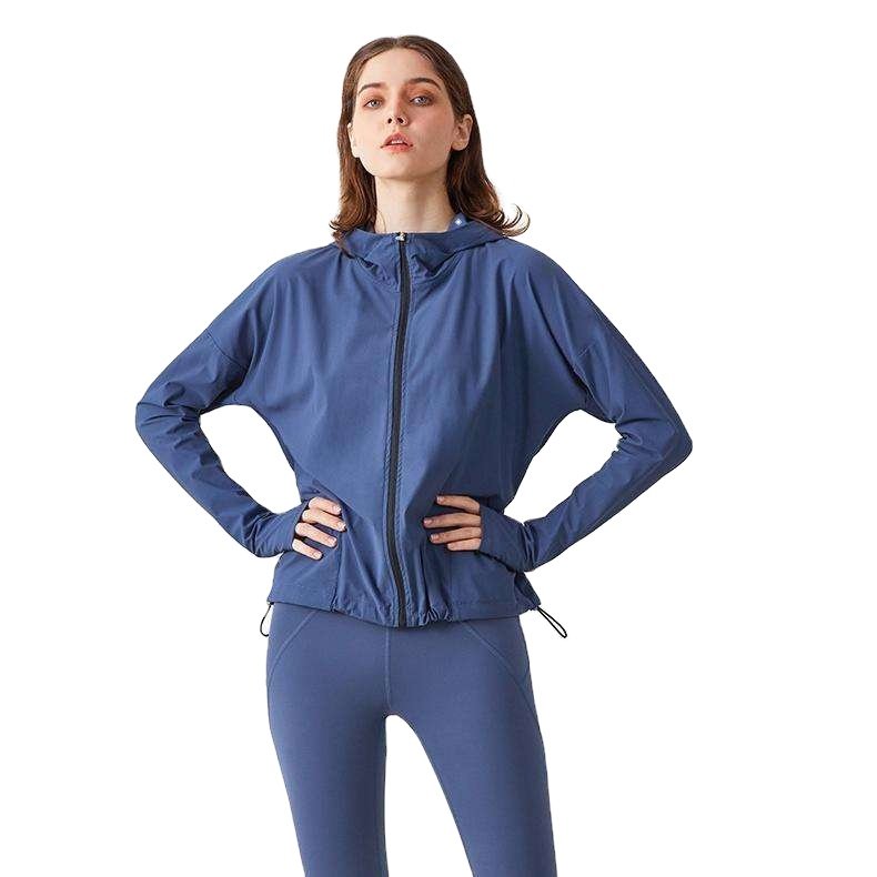 Custom Quick Dry Workout Fitness Gym Yoga Suit Women's Loose Coat Breathable Women Running Sports Coat With Zipper