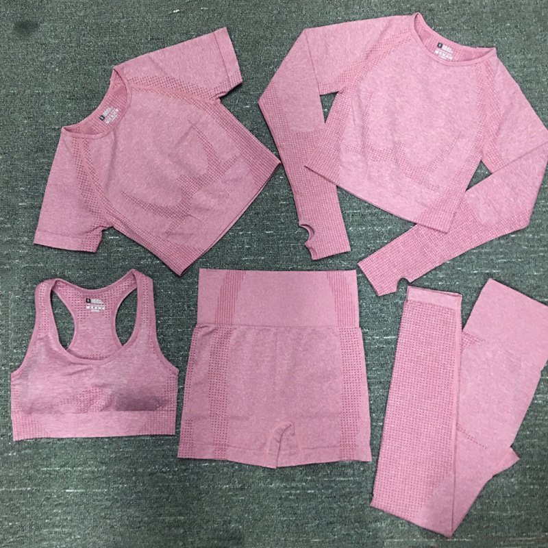 Women's seamless fitness top long-sleeved sports high-waist tight-fitting hip-lifting yoga pants yoga clothing suit