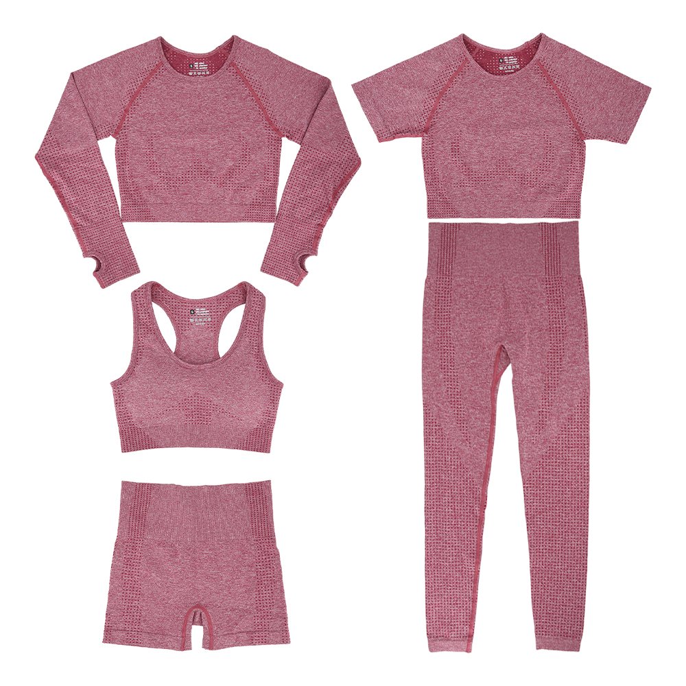 Women's seamless fitness top long-sleeved sports high-waist tight-fitting hip-lifting yoga pants yoga clothing suit